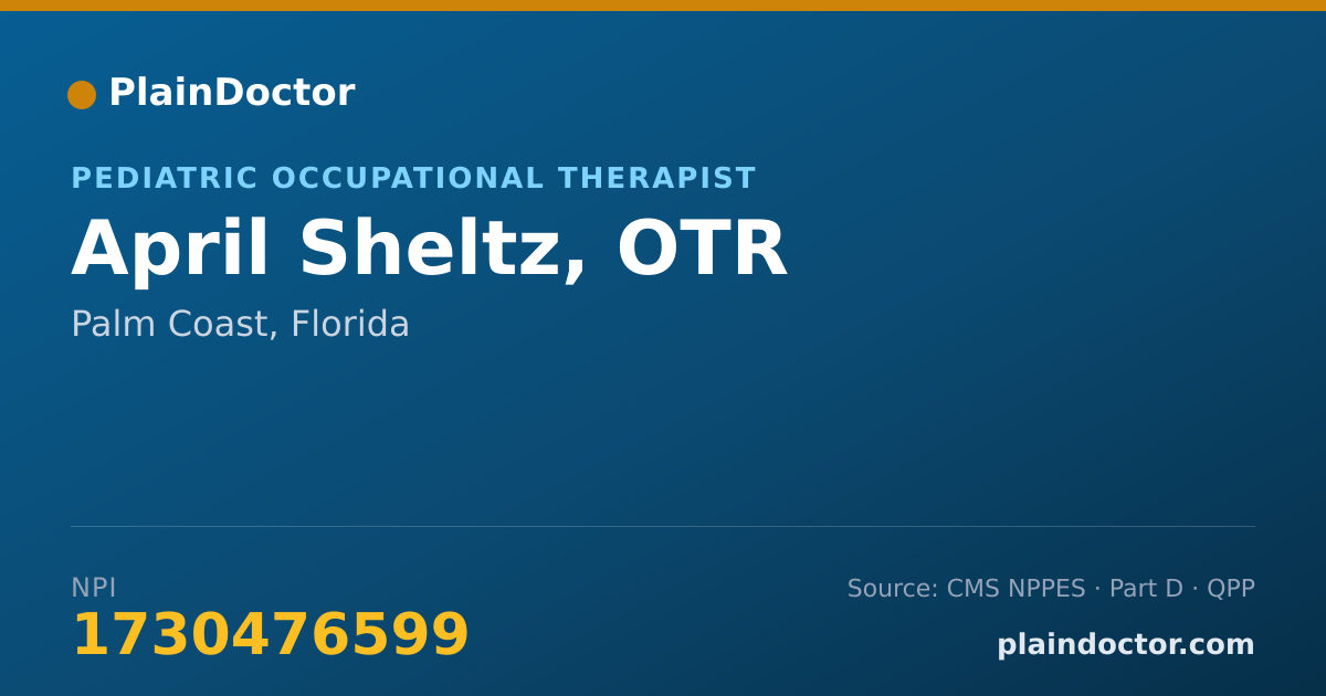 Shareable card for April Sheltz, OTR - Pediatric Occupational Therapist, Palm Coast, FL