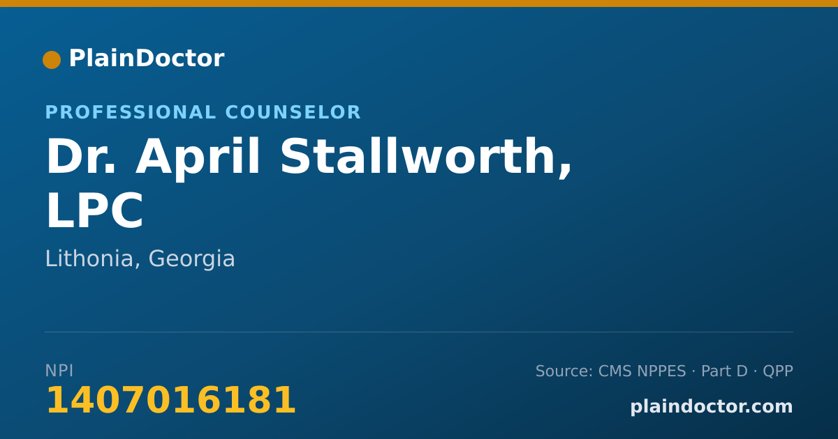 Shareable card for April Stallworth, LPC - Professional Counselor, Lithonia, GA