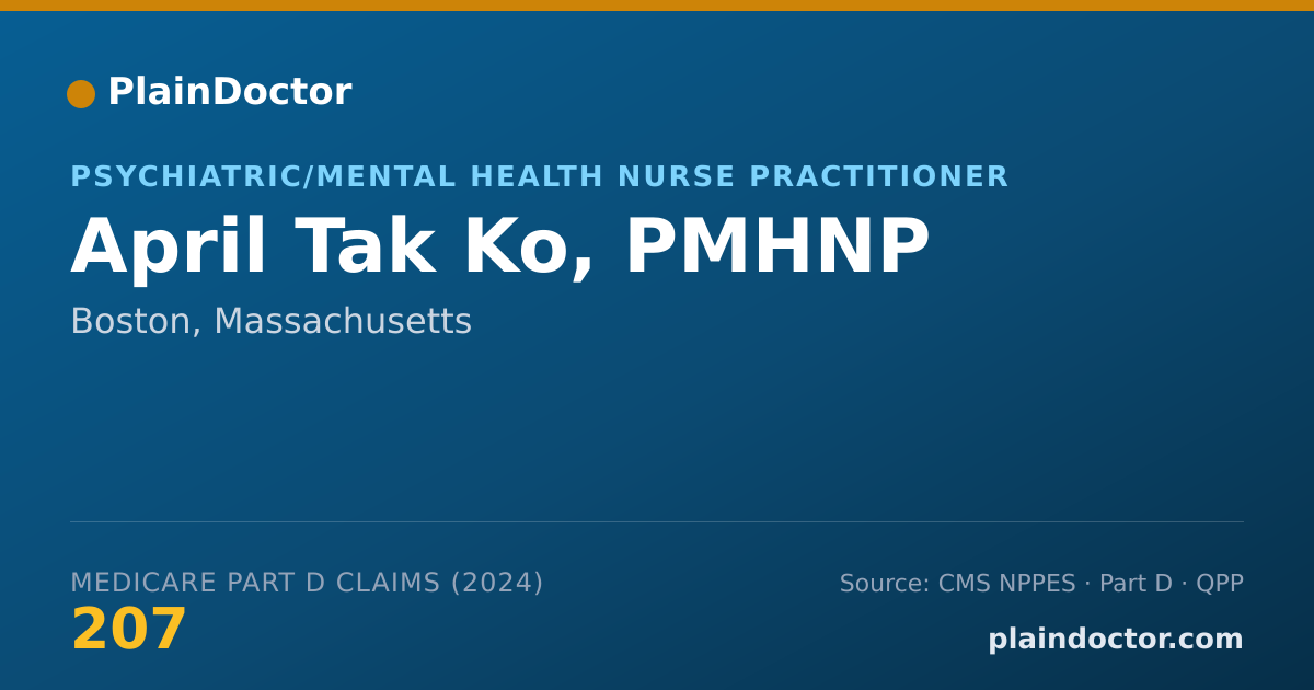 Shareable card for April Tak Ko, PMHNP - Psychiatric/Mental Health Nurse Practitioner, Boston, MA