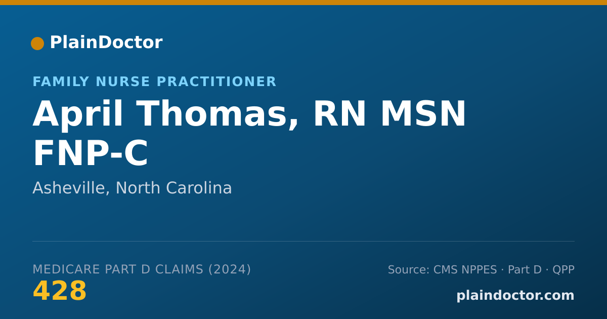 Shareable card for April Thomas, RN MSN FNP-C - Nurse Practitioner, Asheville, NC