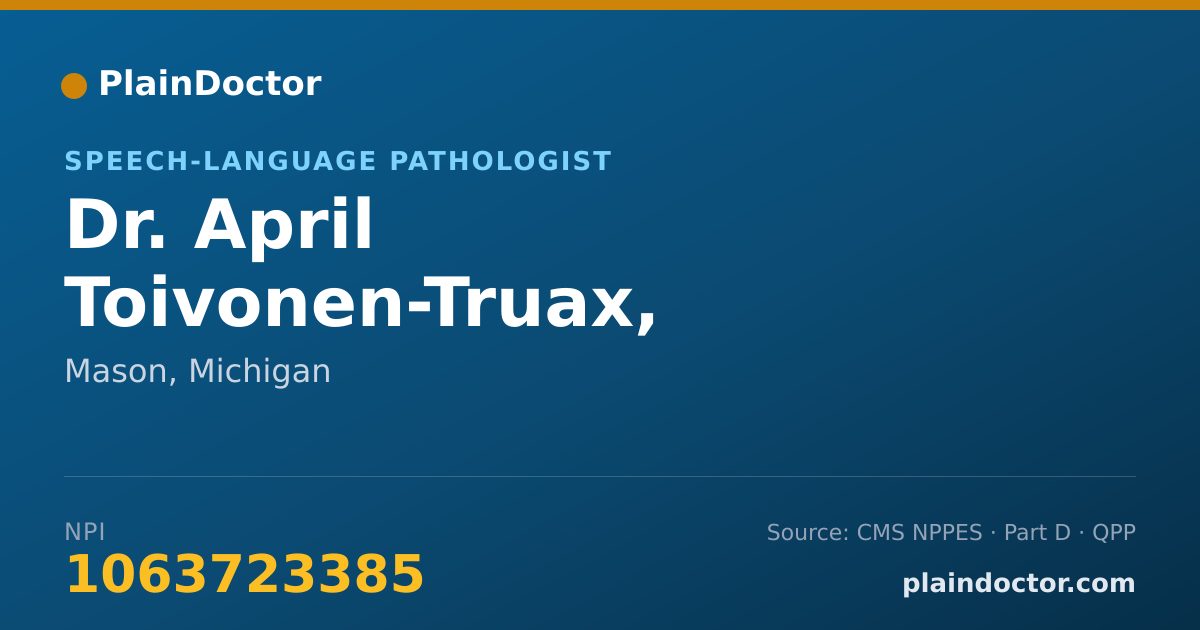 Shareable card for April Toivonen-Truax, M.A.CCC-SLP - Speech-Language Pathologist, Mason, MI