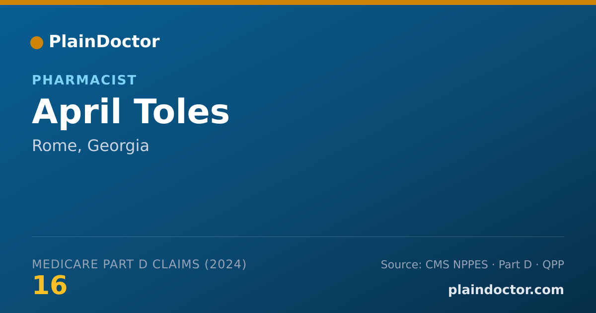 Shareable card for April Toles - Pharmacist, Rome, GA