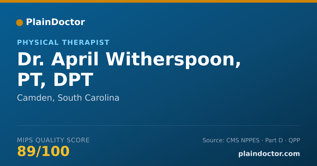 Shareable card for April Witherspoon, PT, DPT - Physical Therapist, Camden, SC
