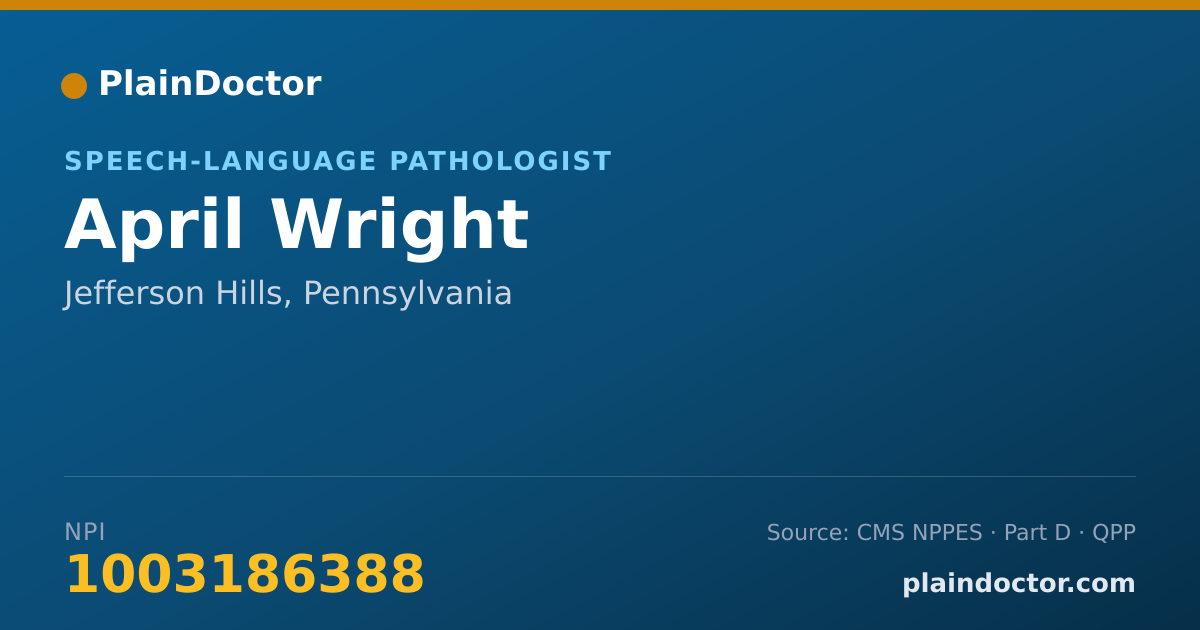 Shareable card for April Wright - Speech-Language Pathologist, Jefferson Hills, PA