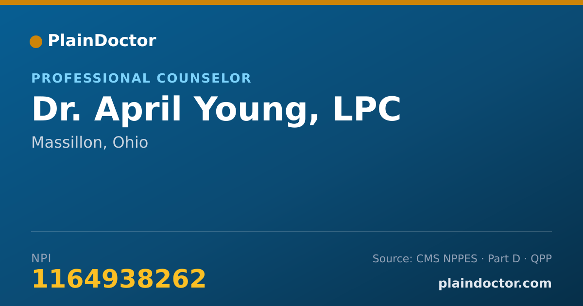 Shareable card for April Young, LPC - Professional Counselor, Massillon, OH