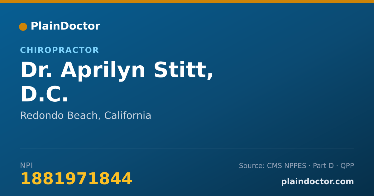 Shareable card for Aprilyn Stitt, D.C. - Chiropractor, Redondo Beach, CA
