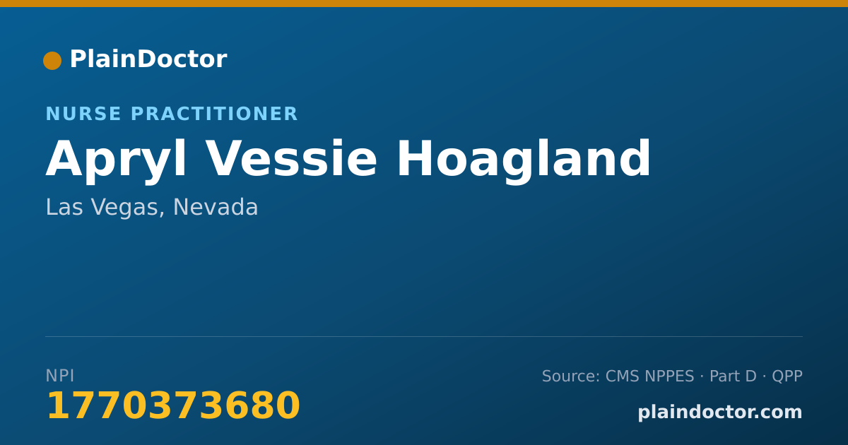 Shareable card for Apryl Vessie Hoagland - Nurse Practitioner, Las Vegas, NV