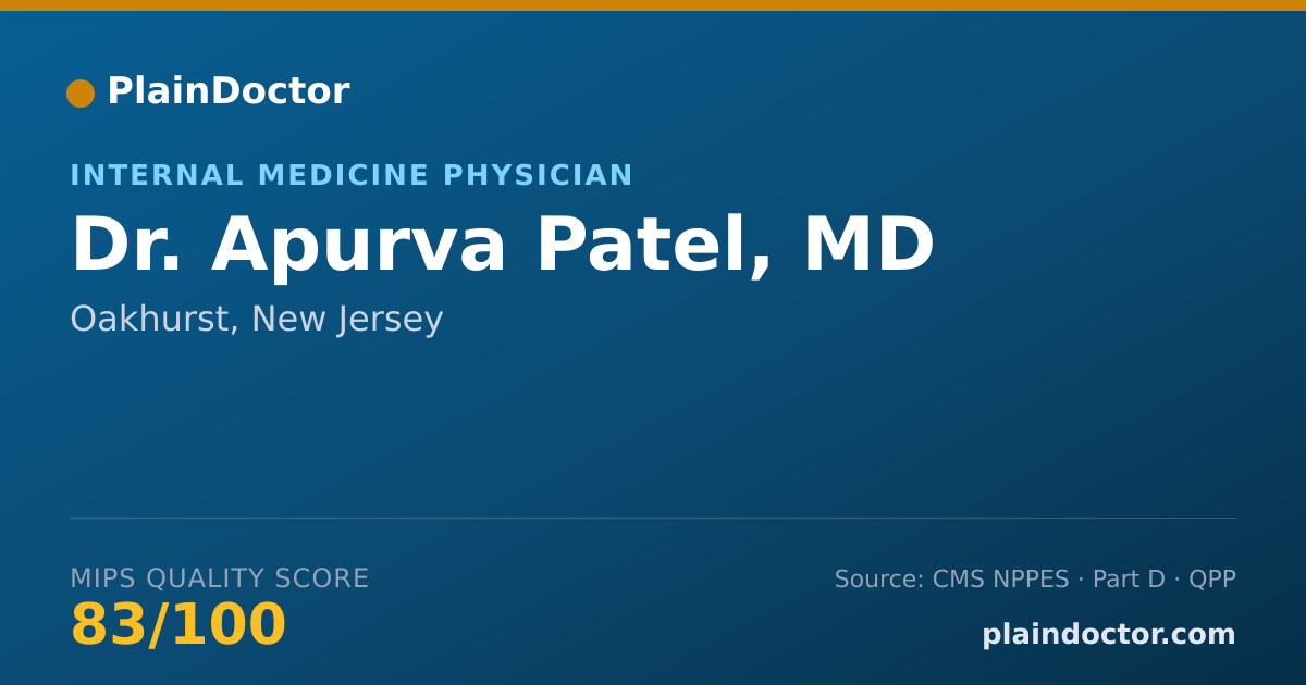 Shareable card for Apurva Patel, MD - Internal Medicine Physician, Oakhurst, NJ