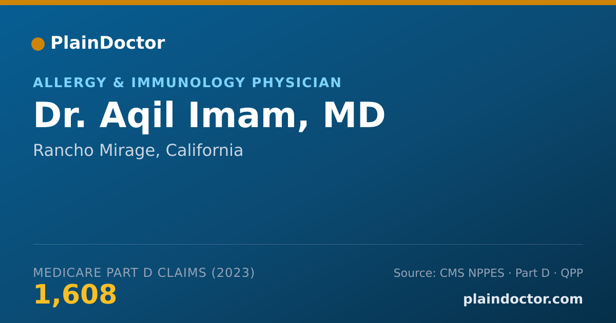 Shareable card for Aqil Imam, MD - Allergy & Immunology Physician, Rancho Mirage, CA