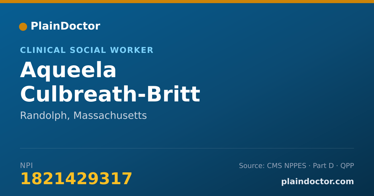 Shareable card for Aqueela Culbreath-Britt - Clinical Social Worker, Randolph, MA