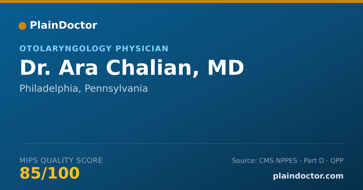 Shareable card for Ara Chalian, MD - Otolaryngology Physician, Philadelphia, PA