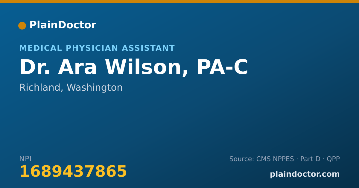 Shareable card for Ara Wilson, PA-C - Medical Physician Assistant, Richland, WA