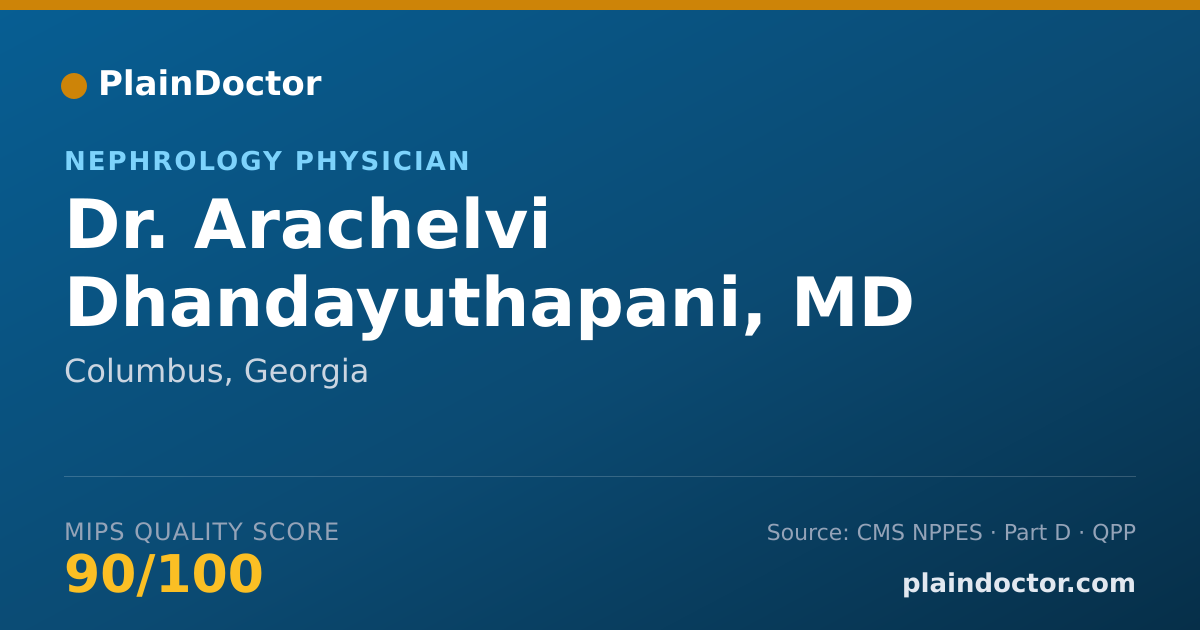 Shareable card for Arachelvi Dhandayuthapani, MD - Nephrology Physician, Columbus, GA