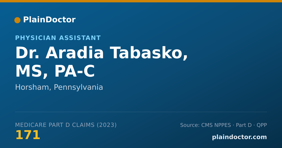Shareable card for Aradia Tabasko, MS, PA-C - Physician Assistant, Horsham, PA