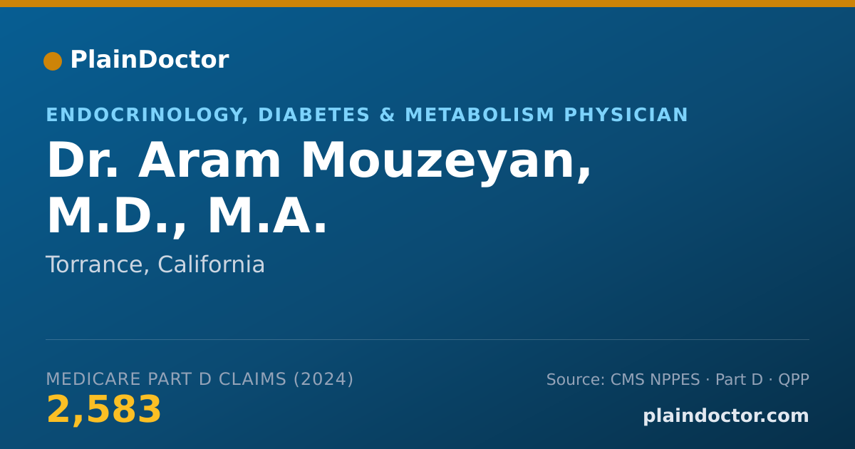 Shareable card for Aram Mouzeyan, M.D., M.A. - Endocrinology, Diabetes & Metabolism Physician, Torrance, CA