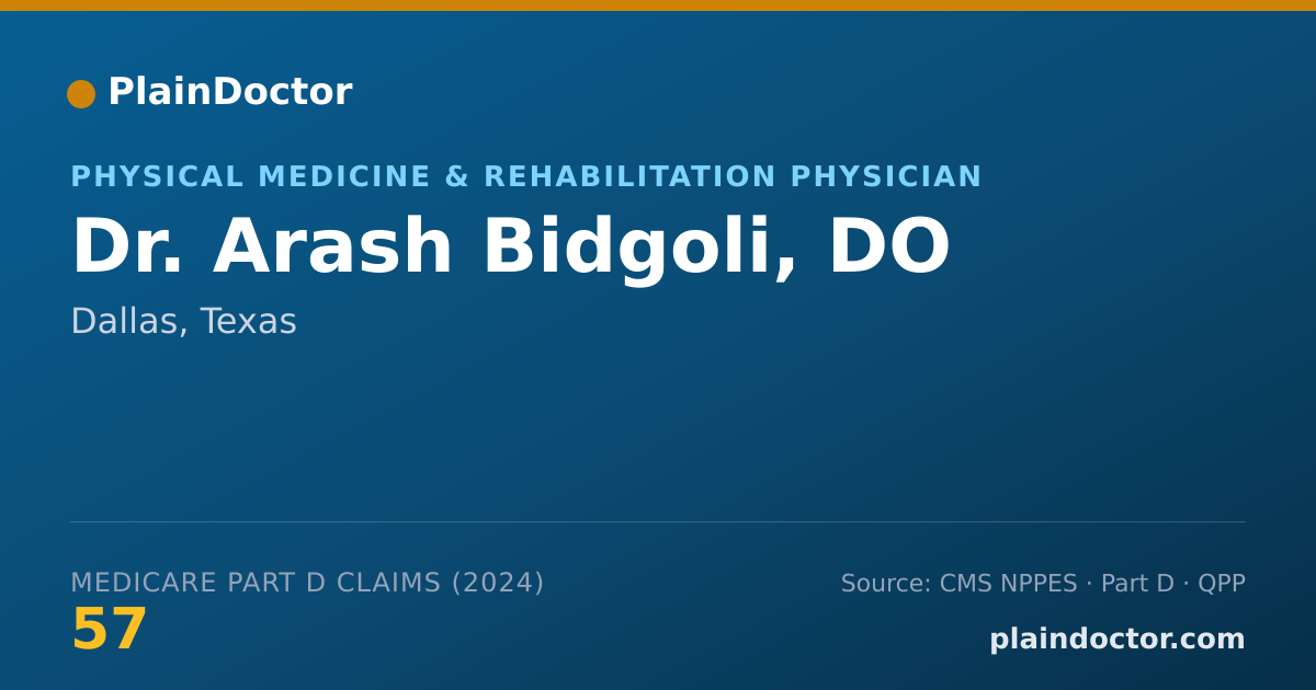 Shareable card for Arash Bidgoli, DO - Physical Medicine & Rehabilitation Physician, Dallas, TX