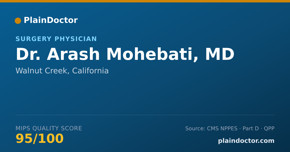 Shareable card for Arash Mohebati, MD - Surgery Physician, Walnut Creek, CA