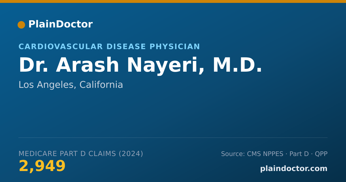 Shareable card for Arash Nayeri, M.D. - Internal Medicine Physician, Los Angeles, CA