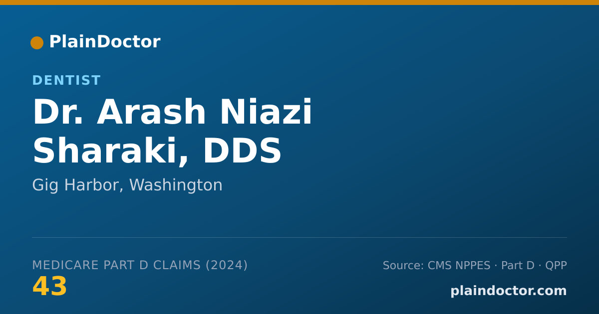Shareable card for Arash Niazi Sharaki, DDS - Dentist, Gig Harbor, WA