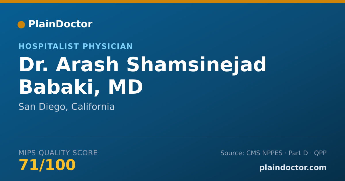 Shareable card for Arash Shamsinejad Babaki, MD - Hospitalist Physician, San Diego, CA