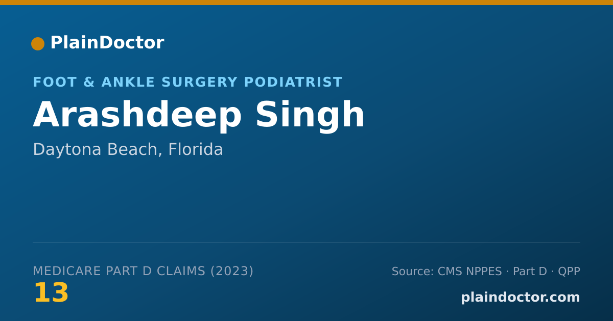 Shareable card for Arashdeep Singh - Foot & Ankle Surgery Podiatrist, Daytona Beach, FL