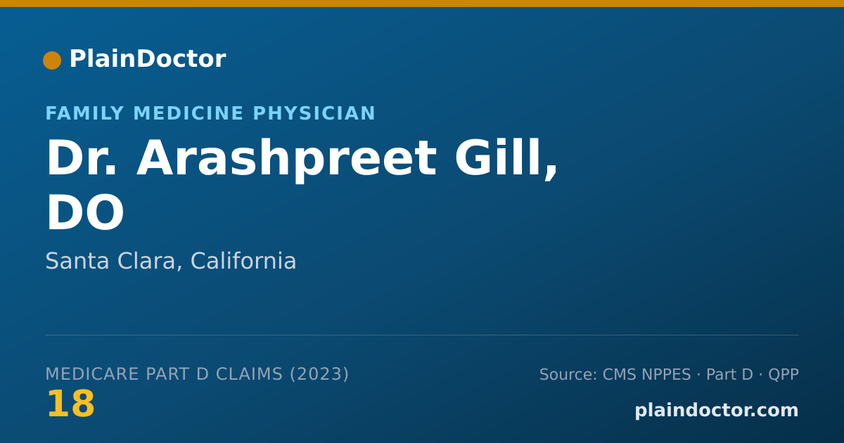 Shareable card for Arashpreet Gill, DO - Family Medicine Physician, Santa Clara, CA