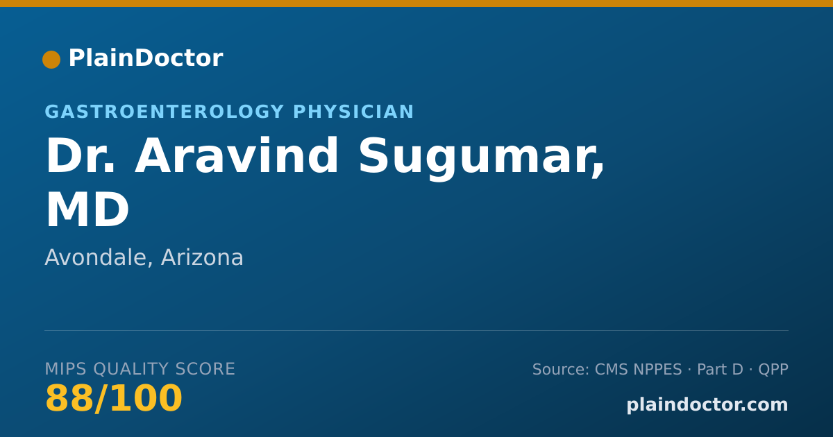 Shareable card for Aravind Sugumar, MD - Gastroenterology Physician, Avondale, AZ