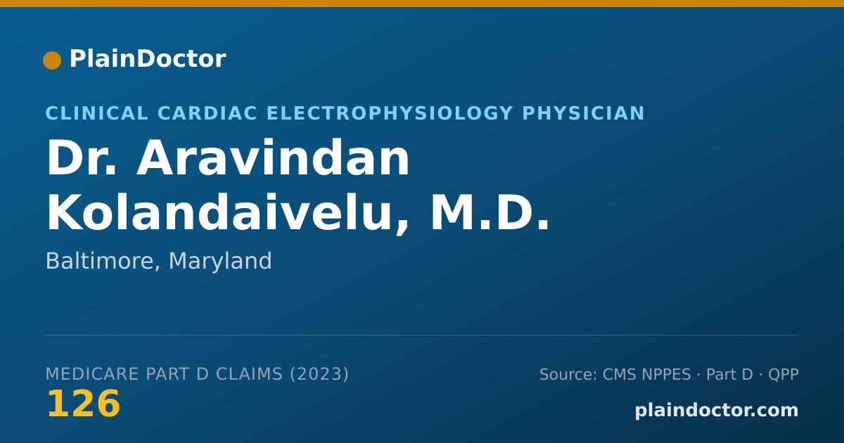 Shareable card for Aravindan Kolandaivelu, M.D. - Clinical Cardiac Electrophysiology Physician, Baltimore, MD