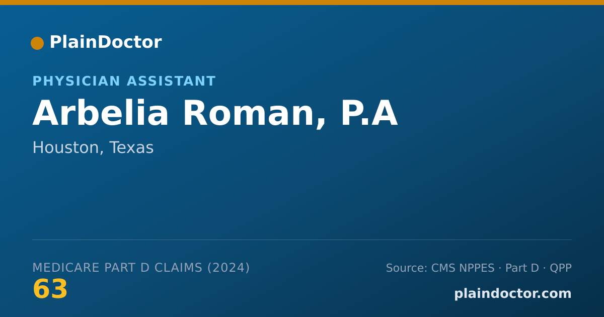 Shareable card for Arbelia Roman, P.A - Physician Assistant, Houston, TX