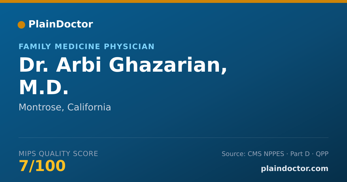 Shareable card for Arbi Ghazarian, M.D. - Family Medicine Physician, Montrose, CA