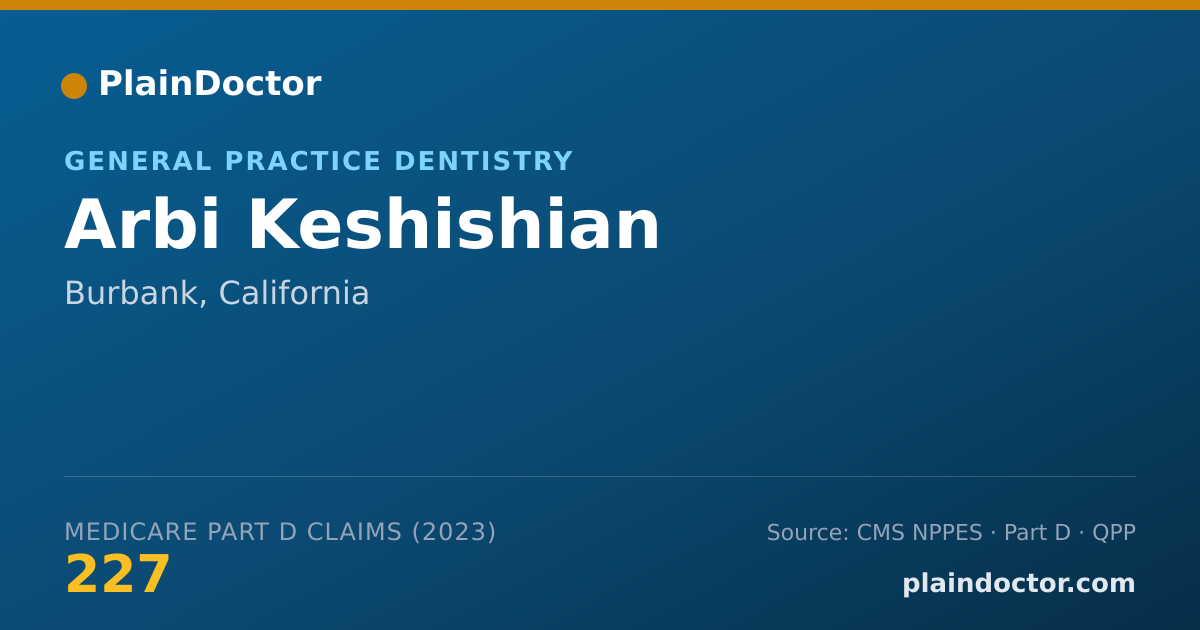 Shareable card for Arbi Keshishian - General Practice Dentistry, Burbank, CA