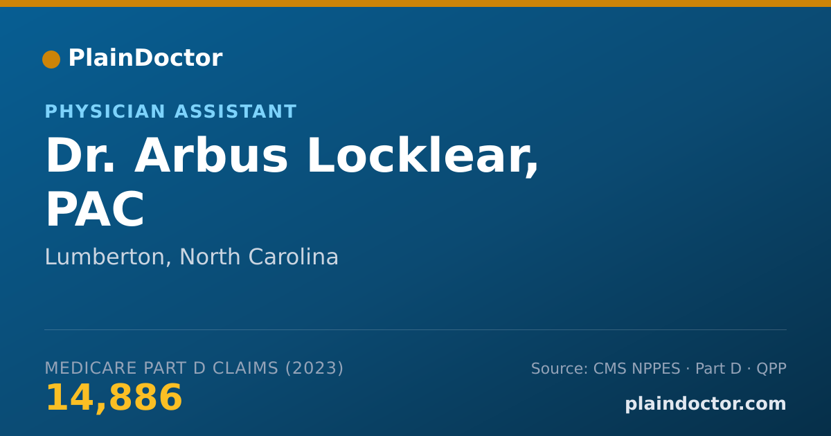 Shareable card for Arbus Locklear, PAC - Physician Assistant, Lumberton, NC
