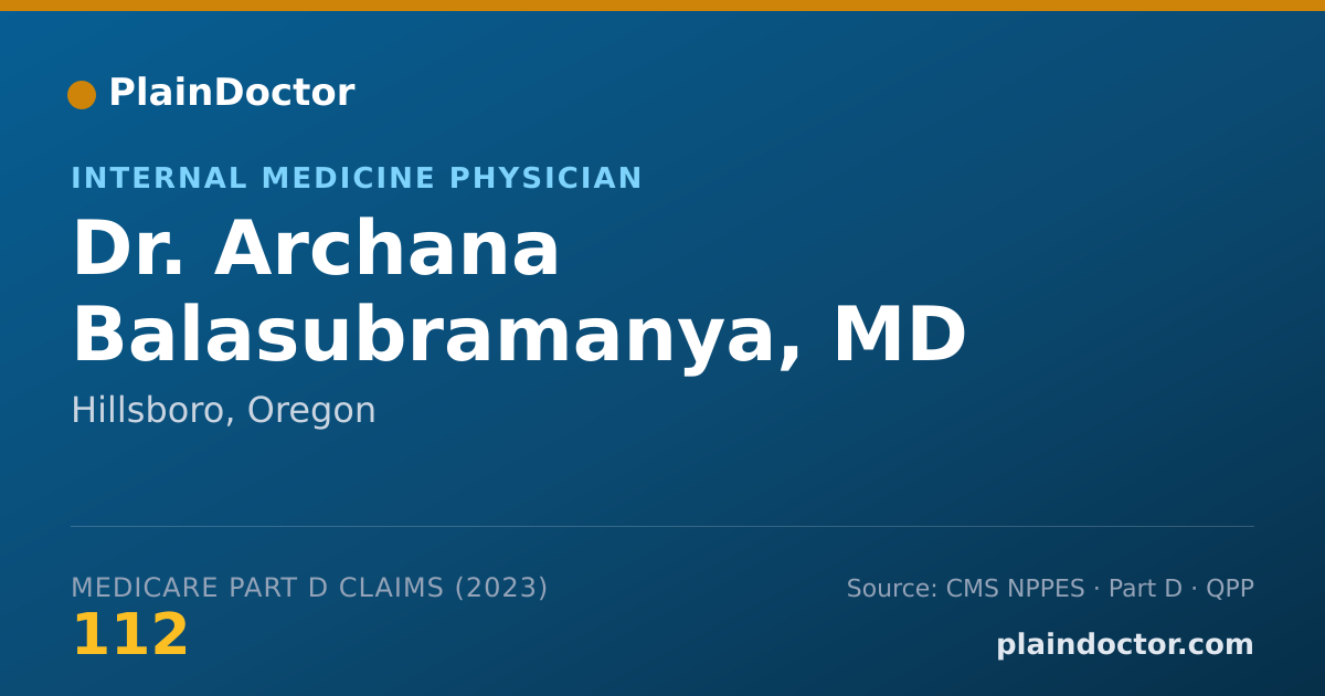 Shareable card for Archana Balasubramanya, MD - Internal Medicine Physician, Hillsboro, OR