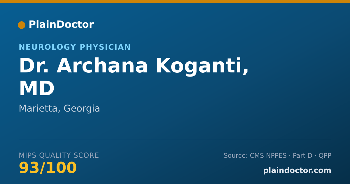 Shareable card for Archana Koganti, MD - Neurology Physician, Marietta, GA