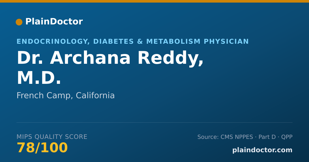 Shareable card for Archana Reddy, M.D. - Endocrinology, Diabetes & Metabolism Physician, French Camp, CA