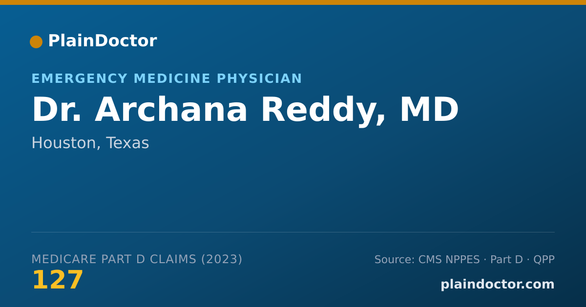 Shareable card for Archana Reddy, MD - Emergency Medicine Physician, Houston, TX