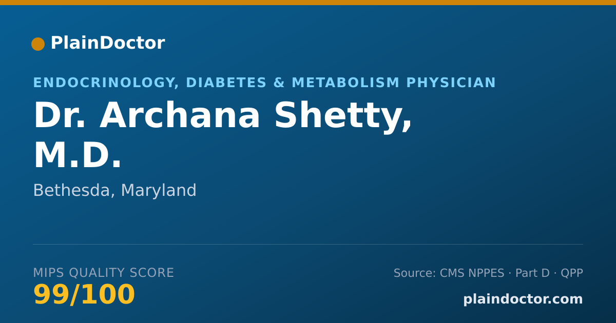 Shareable card for Archana Shetty, M.D. - Endocrinology, Diabetes & Metabolism Physician, Bethesda, MD