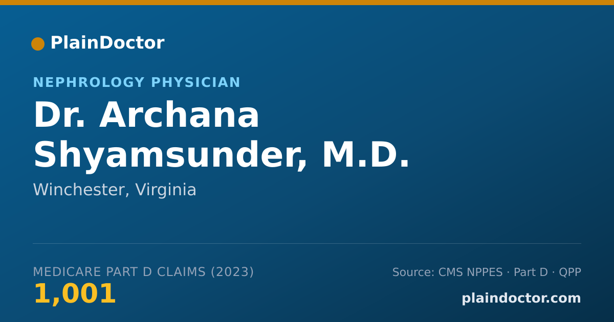 Shareable card for Archana Shyamsunder, M.D. - Nephrology Physician, Winchester, VA
