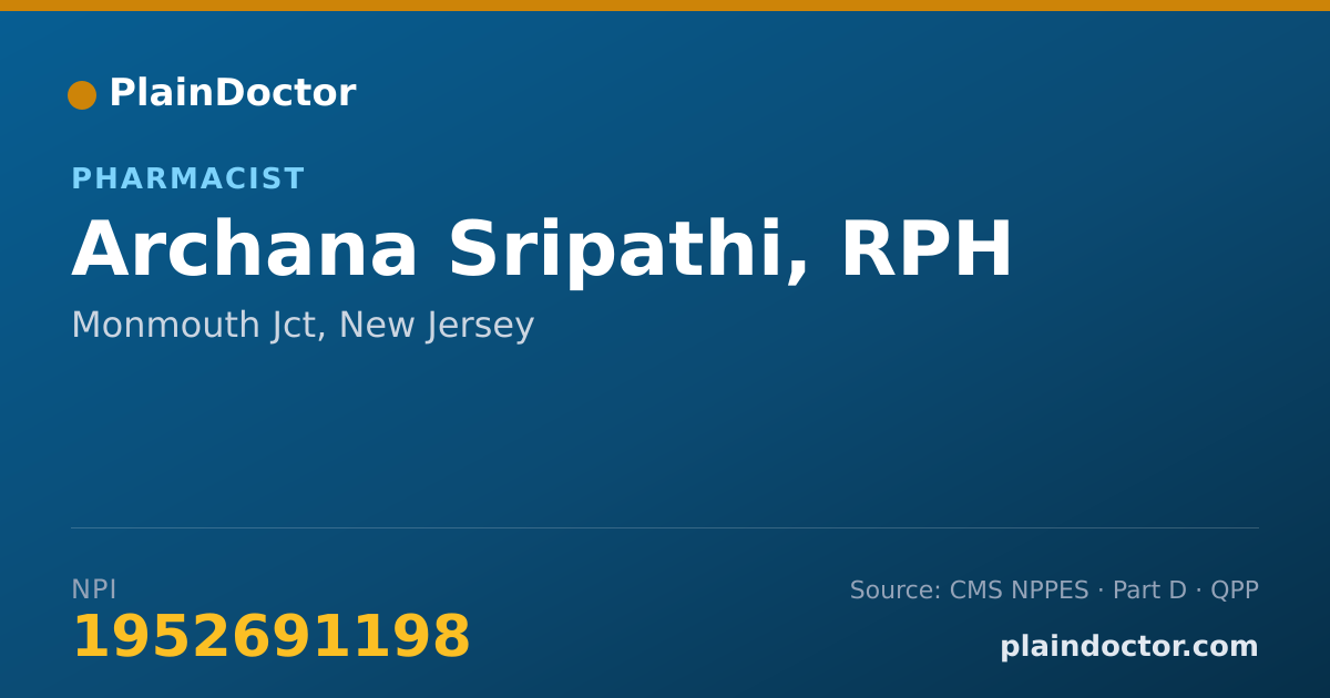 Shareable card for Archana Sripathi, RPH - Pharmacist, Monmouth Jct, NJ