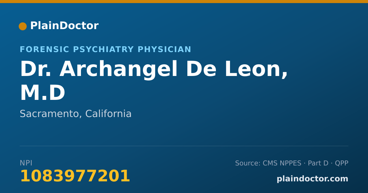Shareable card for Archangel De Leon, M.D - Addiction Medicine (Psychiatry & Neurology) Physician, Sacramento, CA