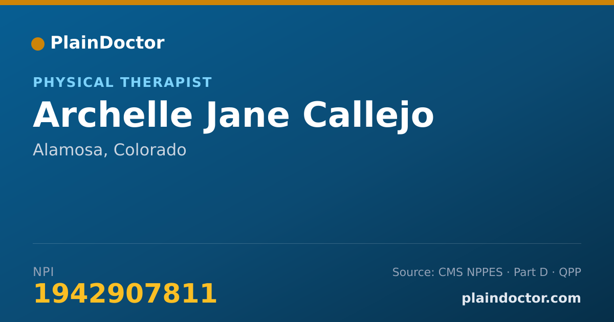 Shareable card for Archelle Jane Callejo - Physical Therapist, Alamosa, CO