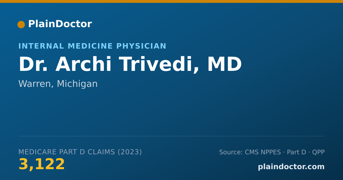 Shareable card for Archi Trivedi, MD - Internal Medicine Physician, Warren, MI