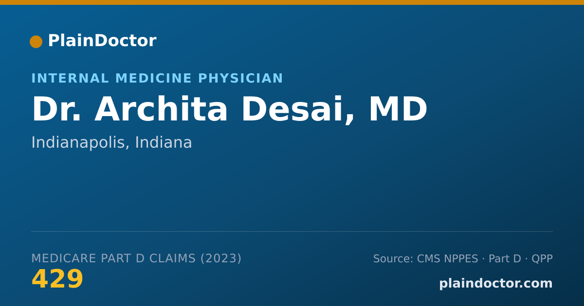 Shareable card for Archita Desai, MD - Internal Medicine Physician, Indianapolis, IN