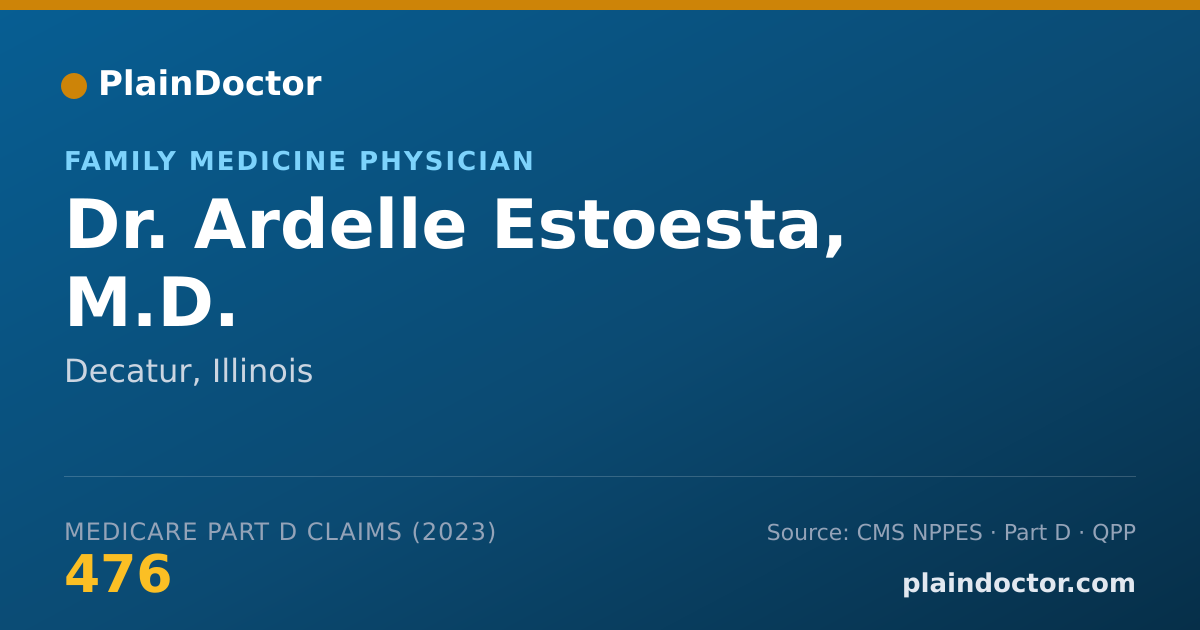 Shareable card for Ardelle Estoesta, M.D. - Family Medicine Physician, Decatur, IL