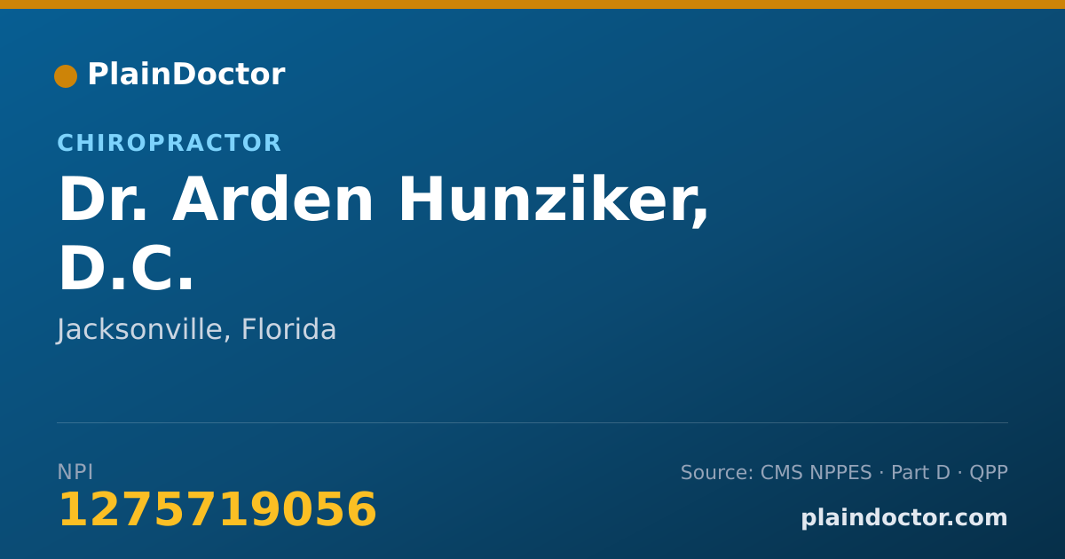 Shareable card for Arden Hunziker, D.C. - Chiropractor, Jacksonville, FL