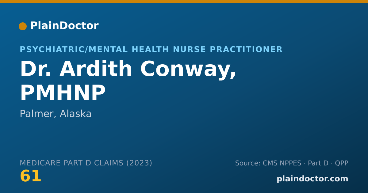 Shareable card for Ardith Conway, PMHNP - Psychiatric/Mental Health Nurse Practitioner, Palmer, AK