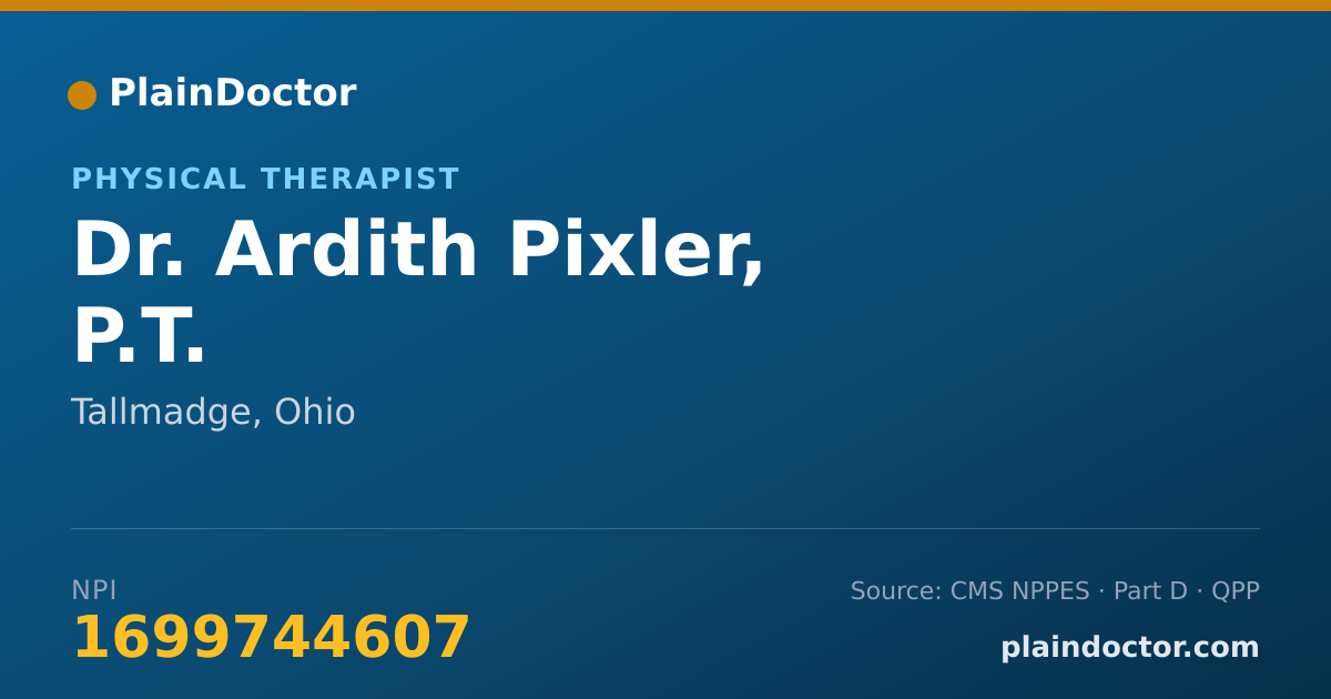 Shareable card for Ardith Pixler, P.T. - Physical Therapist, Tallmadge, OH