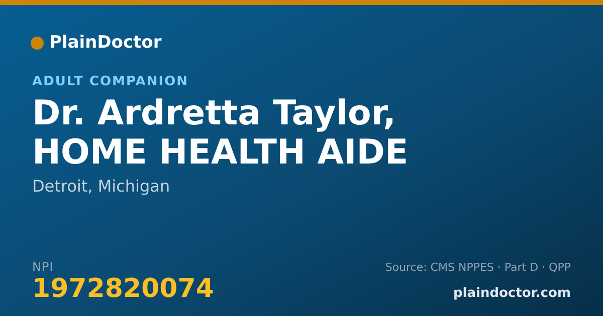 Shareable card for Ardretta Taylor, HOME HEALTH AIDE - Adult Companion, Detroit, MI