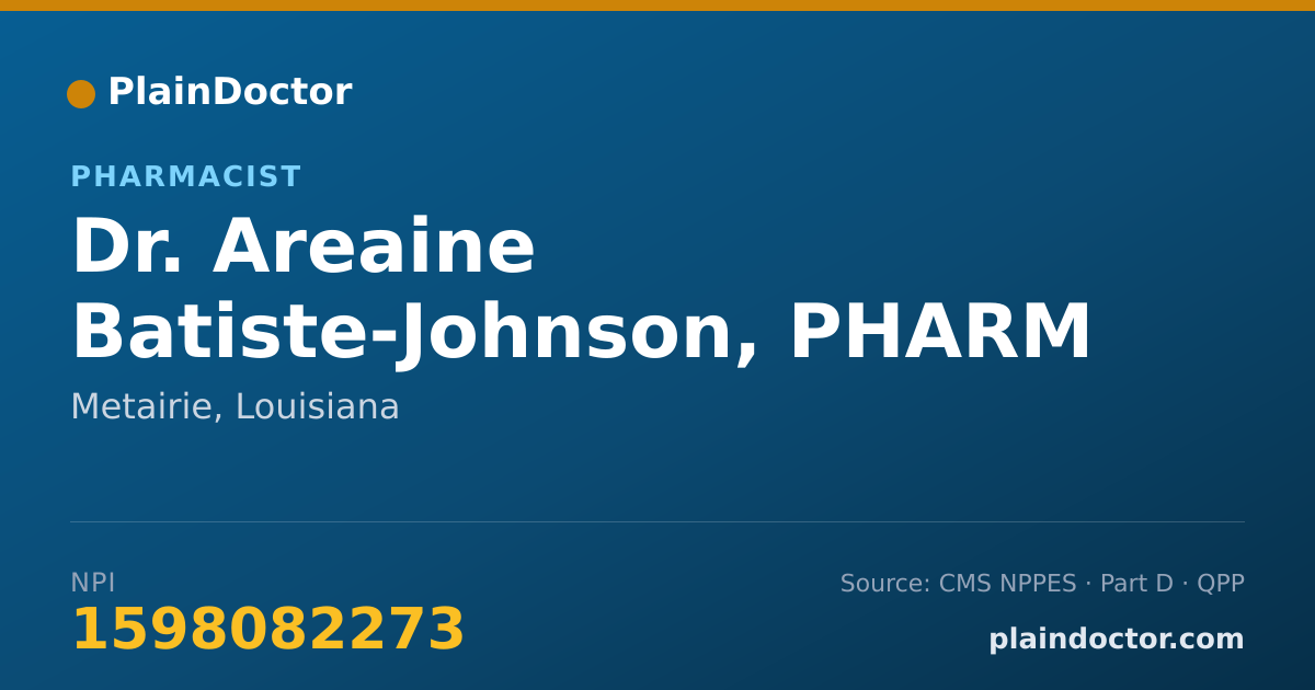 Shareable card for Areaine Batiste-Johnson, PHARM D - Pharmacist, Metairie, LA