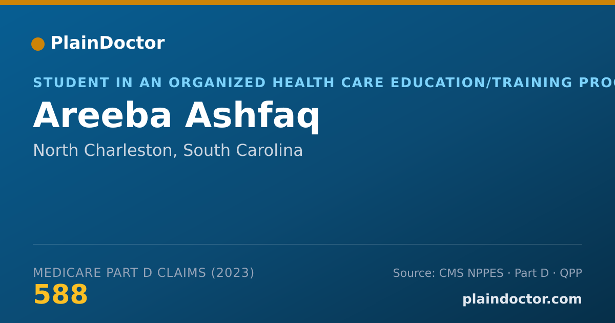 Shareable card for Areeba Ashfaq - Student in an Organized Health Care Education/Training Program, North Charleston, SC